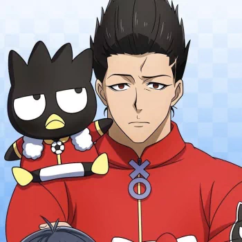 Anime-style avatar from Blue Lock featuring a character in a red jacket with a confident expression, accompanied by a small, stern black bird.