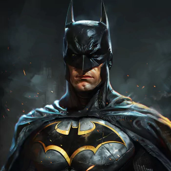 Batman in full costume with an intense gaze, ideal as a comic-themed forum avatar.