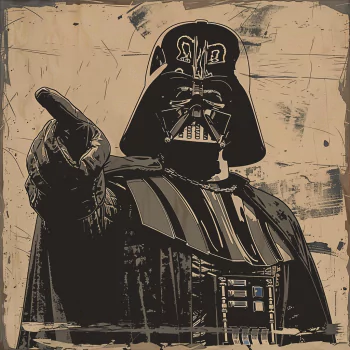 A comic-style profile picture of Darth Vader from Star Wars, with a vintage, distressed background.