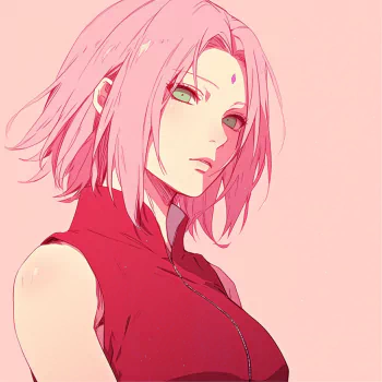 A forum avatar featuring Sakura Haruno from the anime Naruto, with her short pink hair and red outfit, against a light pink background.