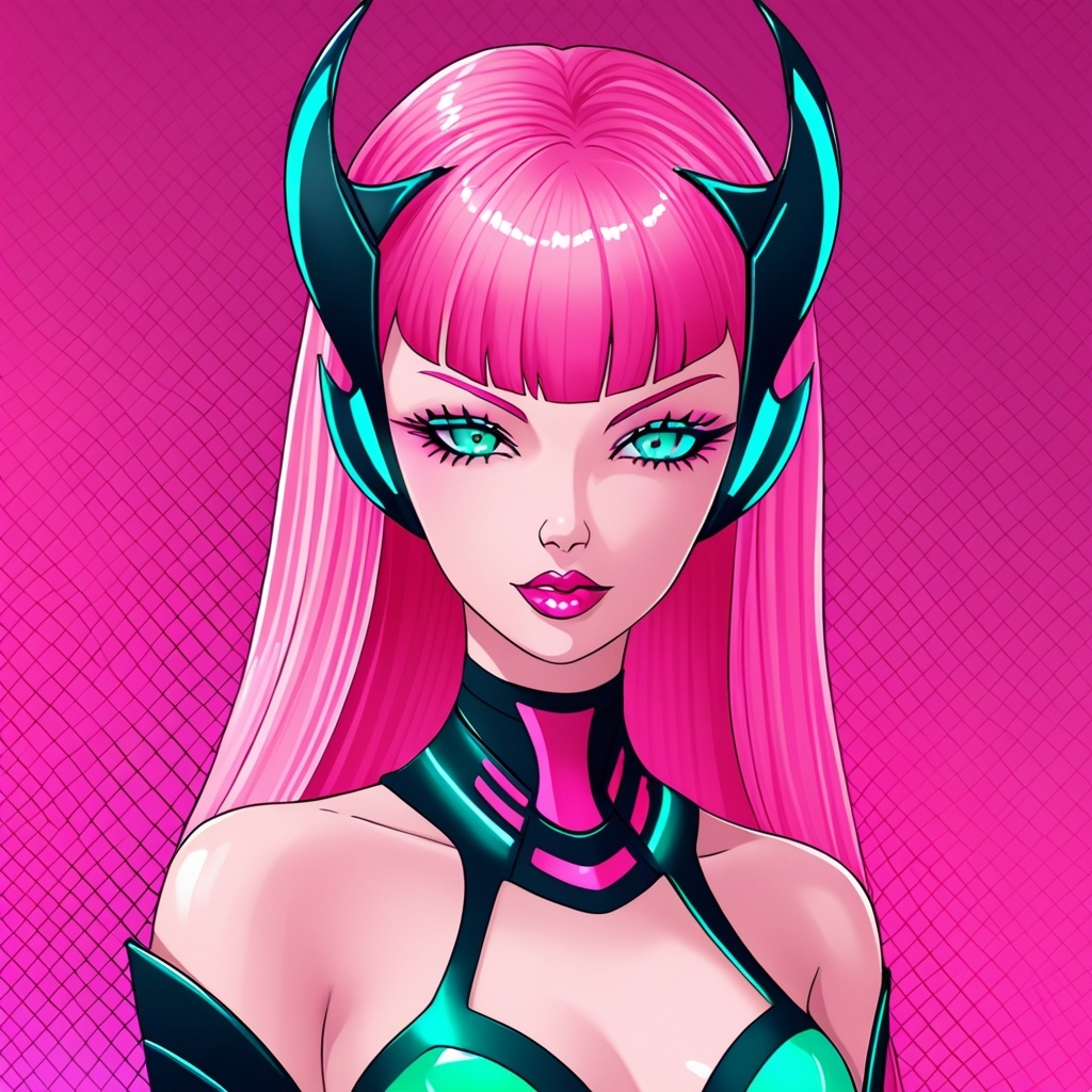 Download Neon Cyberpunk Anime Girl PFP
