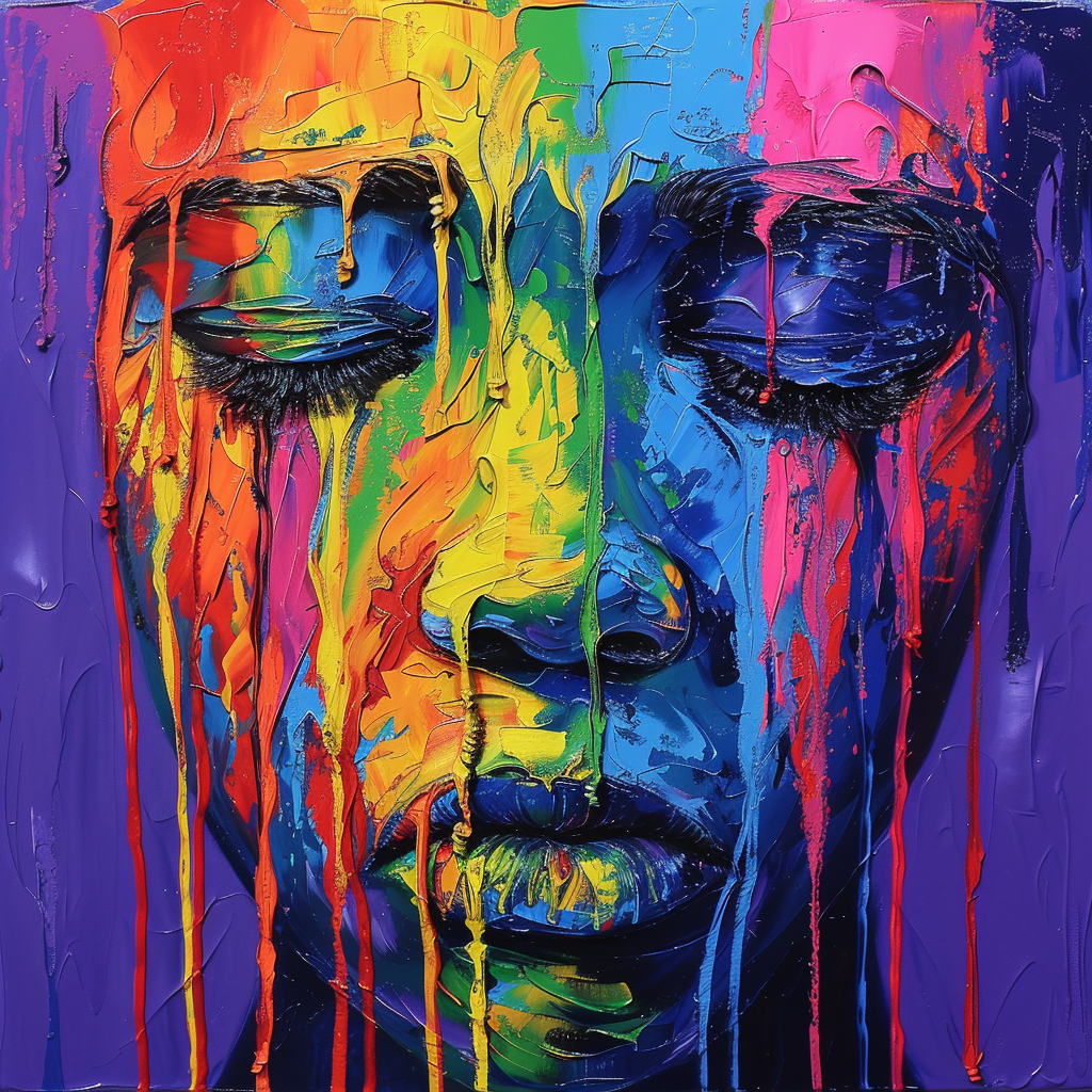 Melancholic Vibes: A Colorful Crying Avatar by robokoboto