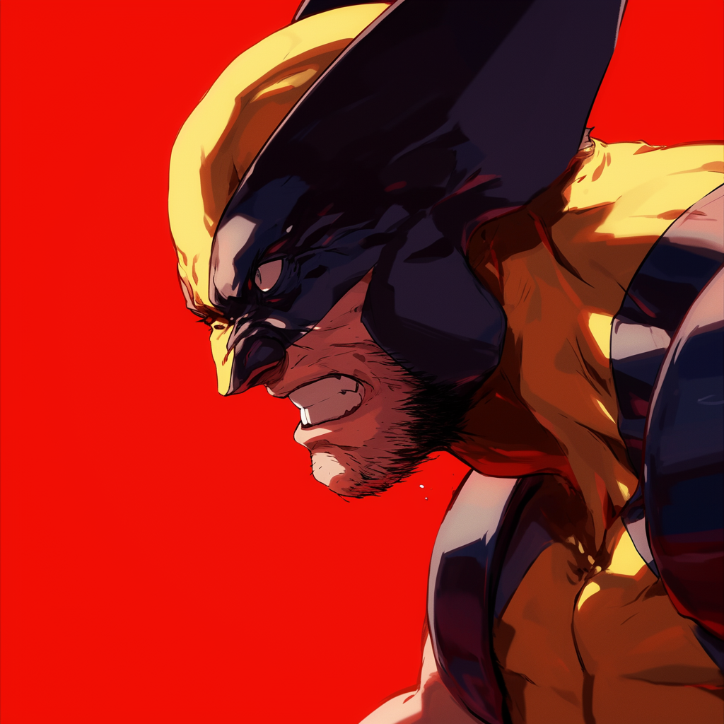 A dynamic comic-style avatar of Wolverine, featuring his iconic yellow and black costume, with a fierce expression against a bold red background.