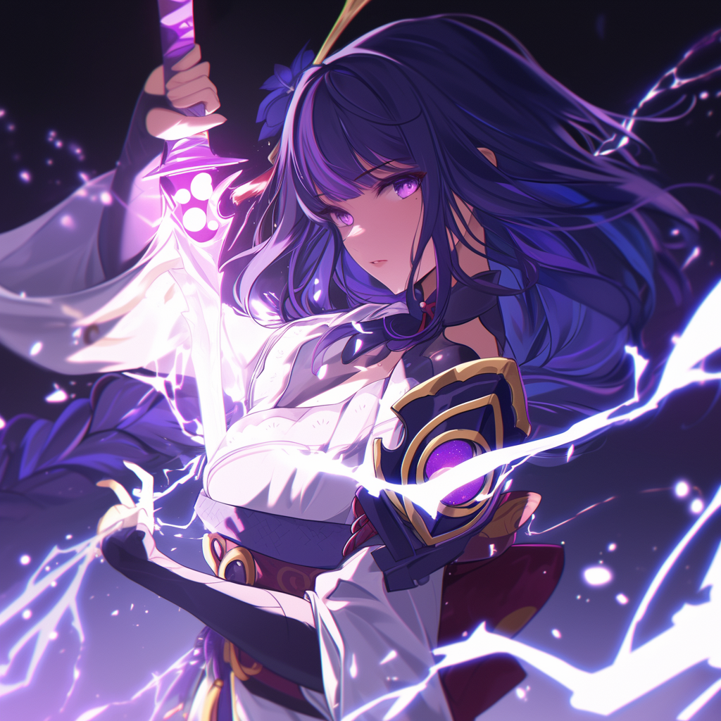 Avatar featuring Baal, the Raiden Shogun from Genshin Impact, depicted in a vibrant and dynamic design, capturing the essence of the popular video game character.