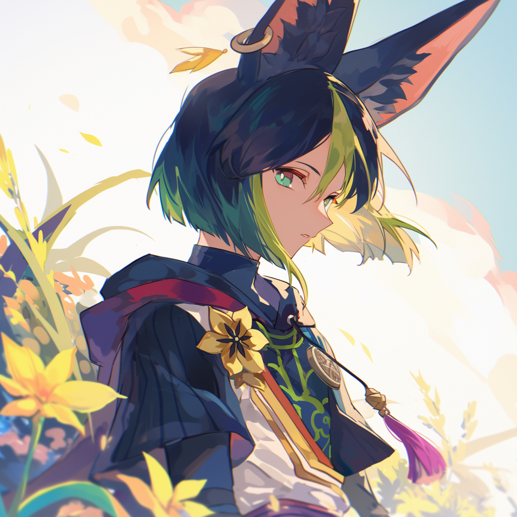 Forum avatar featuring Tighnari from Genshin Impact, showcasing the character's distinct design and vibrant aesthetic typical of the popular video game.