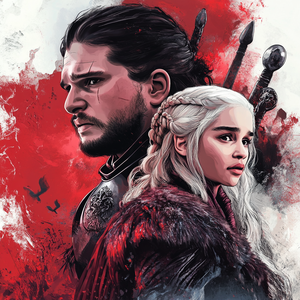 An avatar featuring Daenerys Targaryen and Jon Snow from Game of Thrones, highlighting Emilia Clarke and Kit Harington's iconic characters.