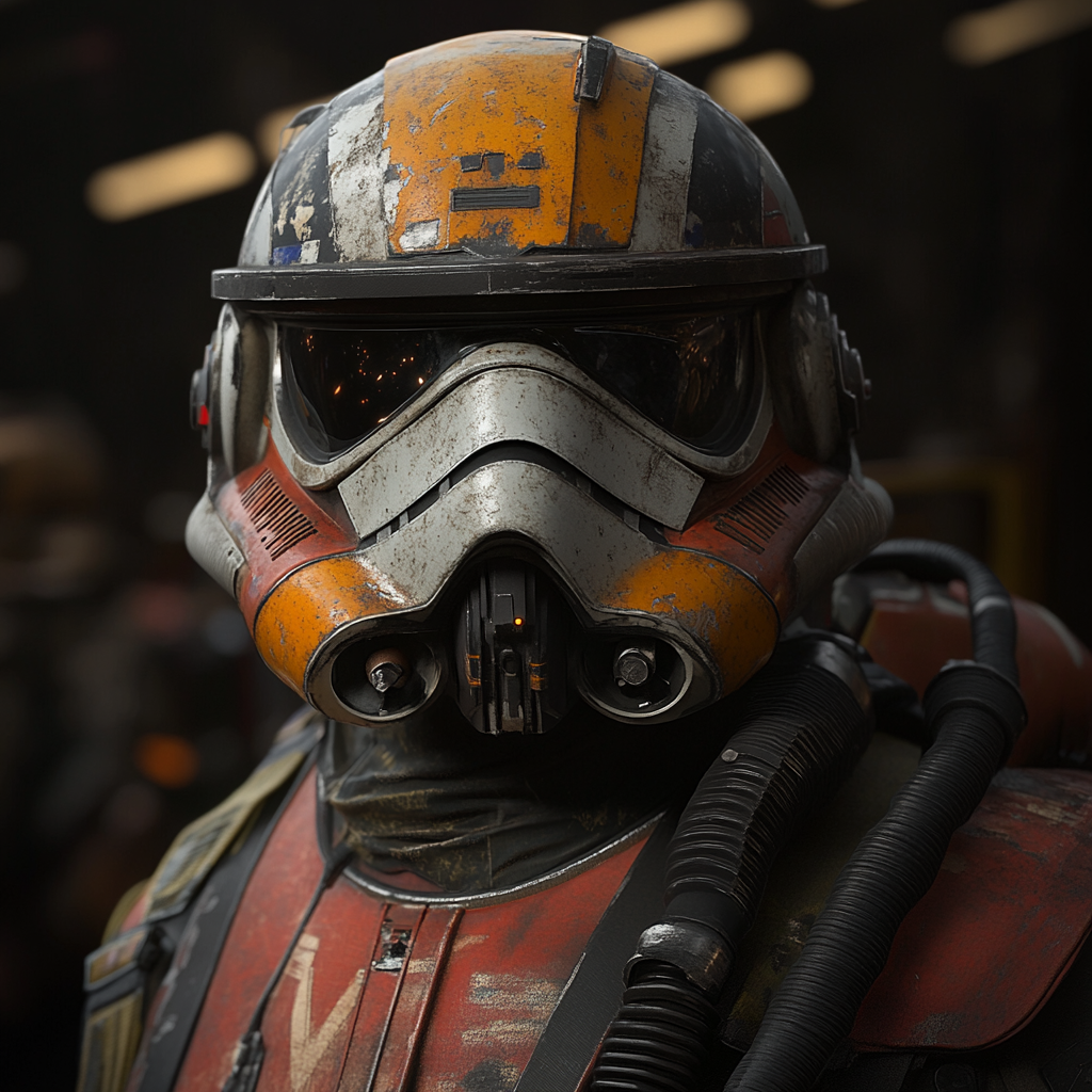 A stylized stormtrooper helmet from Star Wars, featuring an orange and black design, serves as a striking forum avatar or profile photo.