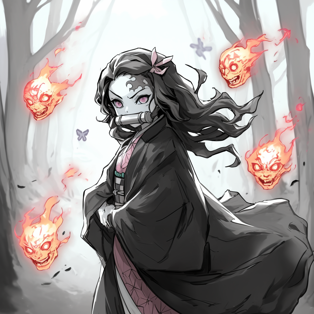 Anime-themed avatar featuring Nezuko Kamado from Demon Slayer: Kimetsu no Yaiba, designed for use as a profile picture on forums.