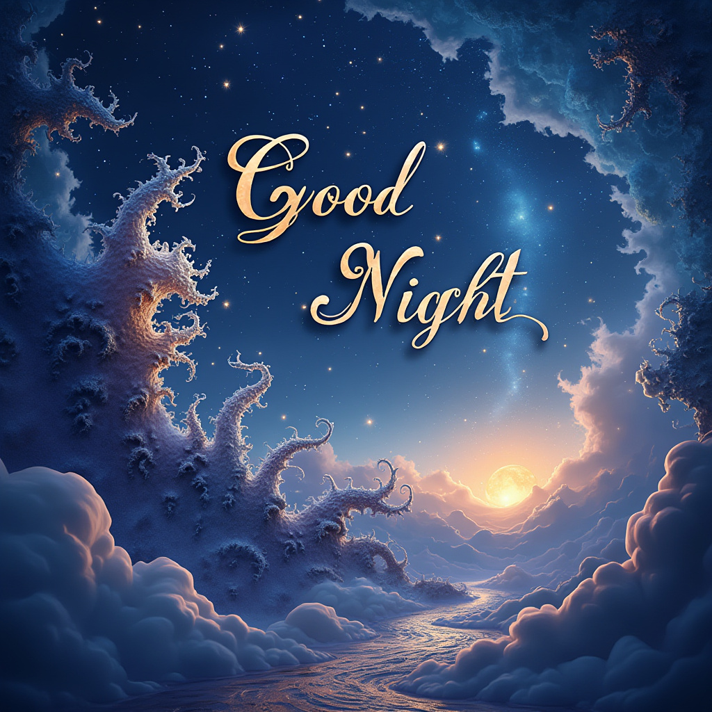 A serene night scene featuring swirling clouds and a glowing sunset, with the elegant text Good Night, designed for use as a forum avatar or profile photo.