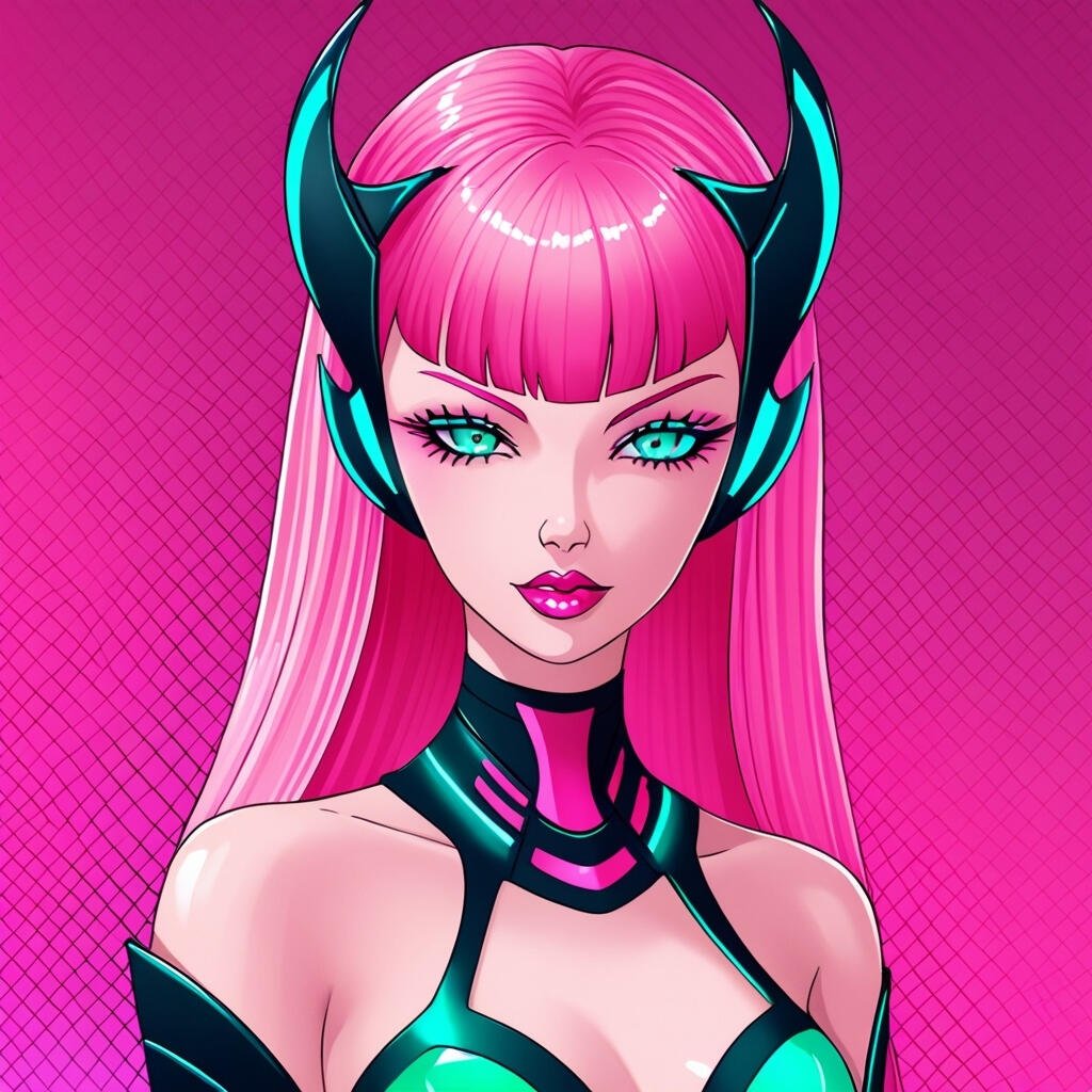 Download Neon Cyberpunk Anime Girl PFP