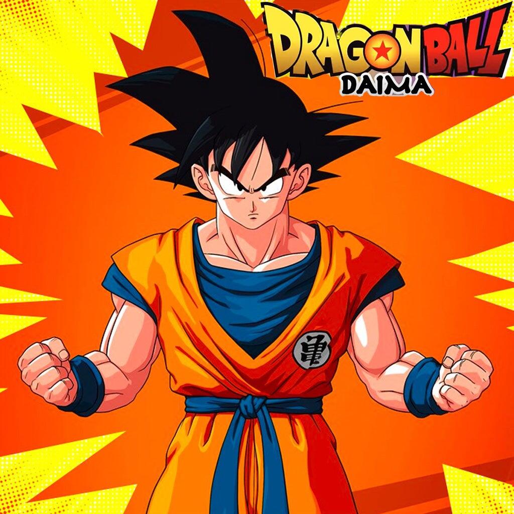Anime profile photo featuring Goku from Dragon Ball DAIMA, showcasing his iconic orange and blue outfit against a vibrant, energetic background.