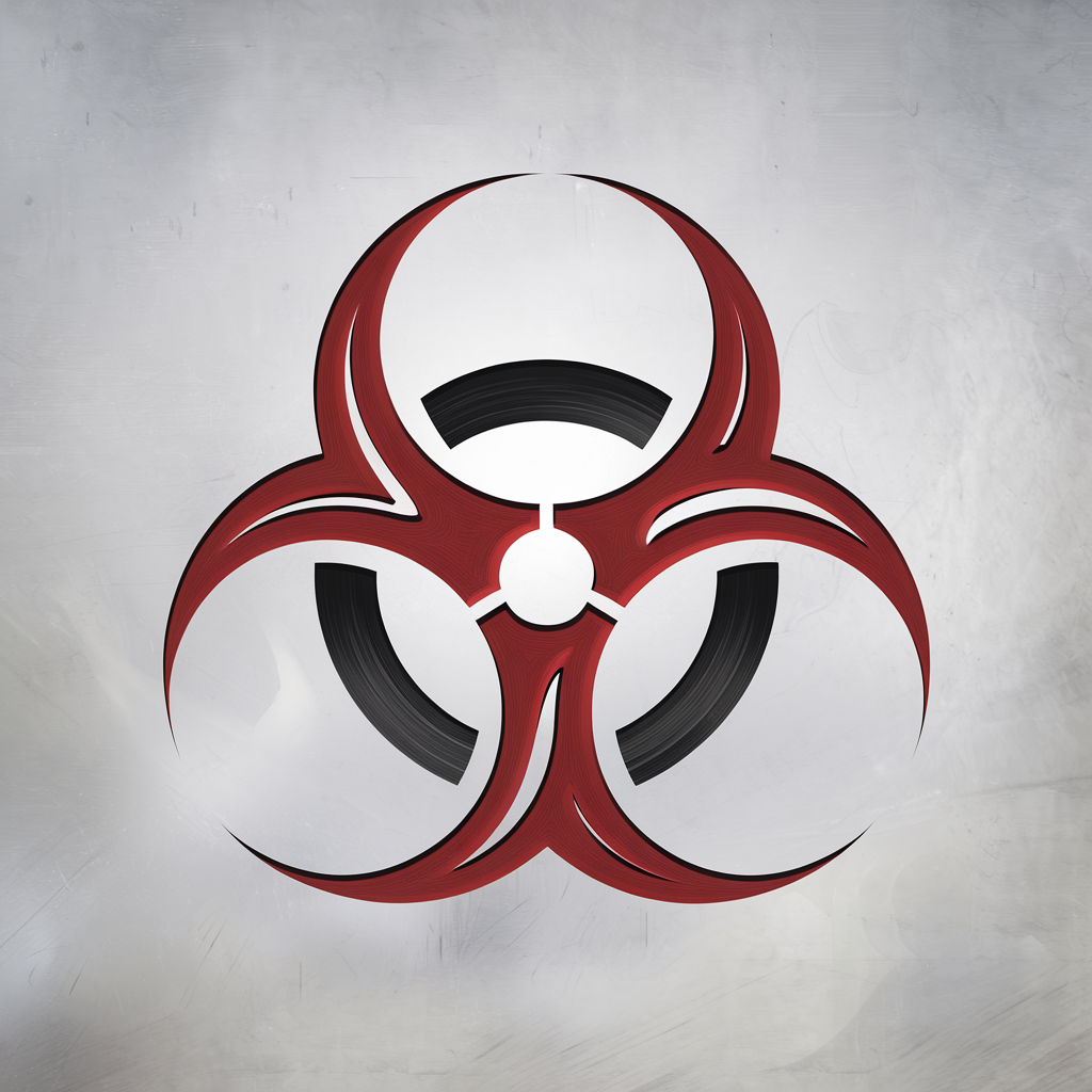 A bold biohazard symbol in red and black, designed as a forum avatar, conveying a striking and edgy presence for online profiles.