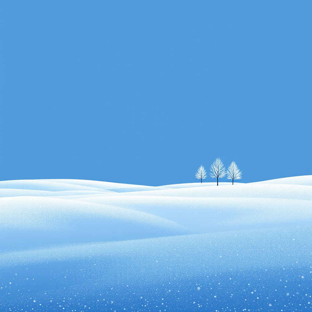 Minimalist winter landscape with three frost-covered trees standing on a snowy hill under a clear blue sky, used as a forum avatar.
