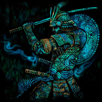 This forum avatar features a samurai in intricate blue armor, wielding a sword with a dark, swirling background.