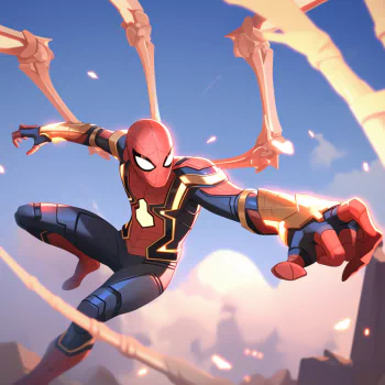 A dynamic comic-style avatar featuring Miles Morales as Spider-Man, striking a heroic pose with web-slinging action against a vibrant background.