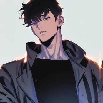 Avatar featuring Sung Jin-Woo from the anime Solo Leveling, showcasing his iconic design for use in online forums and profiles.