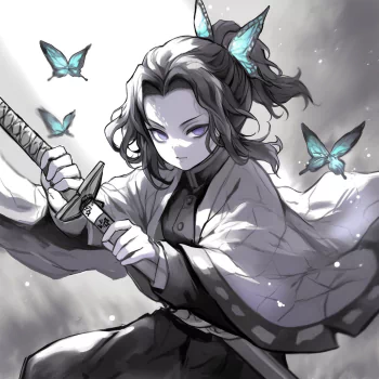 Anime avatar featuring Shinobu Kochou from Demon Slayer: Kimetsu no Yaiba. A vibrant and dynamic illustration showcasing her iconic looks and character.