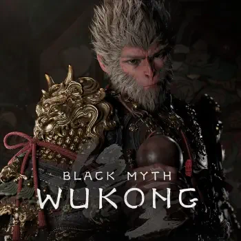 A striking profile image featuring the character Wukong from the video game Black Myth: Wukong, showcasing intricate armor and a fierce expression.
