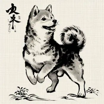 A stylized illustration of a happy dog, featuring a dog in mid-leap with a bushy tail and a joyful expression, designed for use as a forum avatar or profile picture.