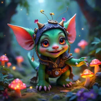 A charming goblin character with large ears and vibrant green skin, wearing a hat and surrounded by glowing mushrooms, serves as a whimsical forum avatar.