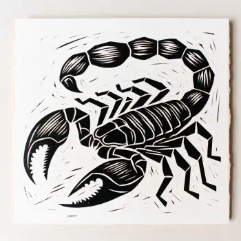 A striking black and white illustration of a scorpion, designed as a forum avatar or profile photo, showcasing intricate details and bold lines.