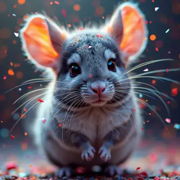 A cute chinchilla with large ears and expressive eyes, surrounded by colorful confetti, serves as a playful forum avatar or profile picture.
