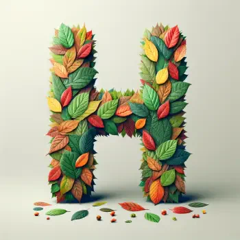 A vibrant green letter H adorned with colorful leaves, creating a natural and artistic forum avatar or profile photo.