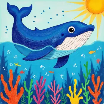 A colorful illustration of a whale swimming among vibrant coral and fish, with a bright sun shining above, used as a profile picture in a forum.