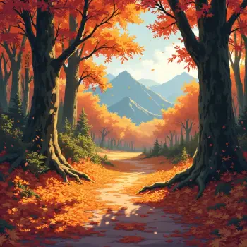 fall leaves Autumn forest mountain path PFP