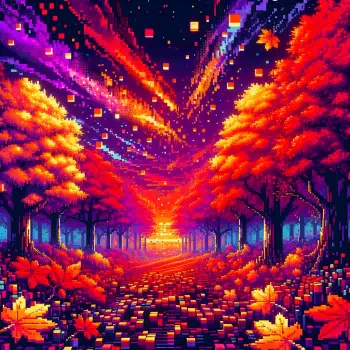 pixel art forest Autumn vibrant colors fantasy PFP