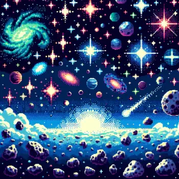 A vibrant digital artwork depicting a cosmic scene filled with galaxies, stars, planets, and asteroids, serving as an engaging forum avatar representing space.