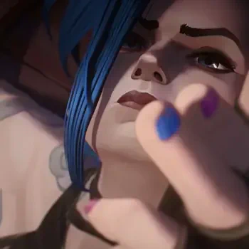 Profile photo featuring Jinx from the TV show Arcane, showcasing her striking features and vibrant blue hair with a dynamic pose that captures her energetic personality.