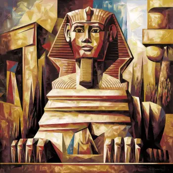 A stylized graphic representation of a sphinx, featuring angular shapes and warm colors, designed as a forum avatar or profile photo.
