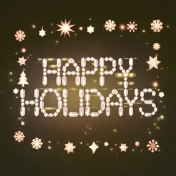 Festive profile picture featuring Happy Holidays in bright, sparkling letters, surrounded by stars and snowflakes against a dark background. Perfect for celebrating the season.