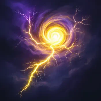 An artistic profile picture featuring a swirling vortex of dark clouds illuminated by vibrant yellow lightning, capturing a dynamic and energetic essence.