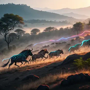 A dynamic scene of a stampede featuring illuminated horses galloping through a misty landscape, capturing a sense of motion and energy, used as a forum avatar.
