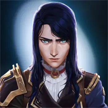 Profile image of Caitlyn from Arcane Season 2, showcasing her striking blue eyes and determined expression, embodying her character from League of Legends.