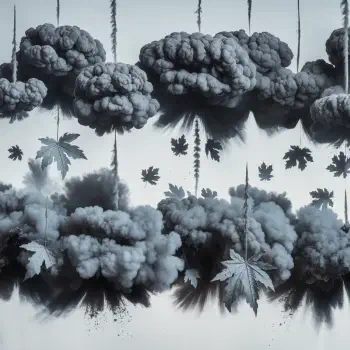 A stylized profile photo featuring dark, swirling clouds and falling leaves, blending elements of nature and abstract art for a unique forum avatar.