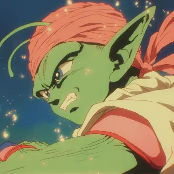 Anime avatar featuring Piccolo from Dragon Ball Z, showcasing his determined expression and vibrant pink headband against a sparkling backdrop.