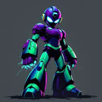 A vibrant illustration of Mega Man as a forum avatar, showcasing his signature blue and green armor with a dynamic pose and electrifying effects.
