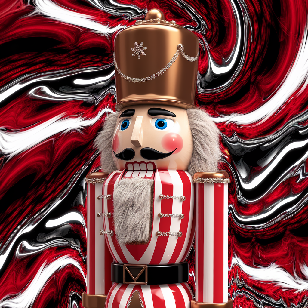 A vibrant nutcracker figure stands against a swirling red and black background, making for an eye-catching forum avatar or profile photo.