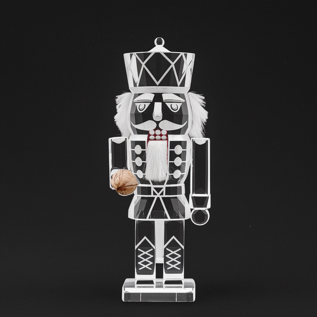 A stylized nutcracker figure in a black, white, and transparent design, holding a nut, serving as a lively forum avatar or profile picture.