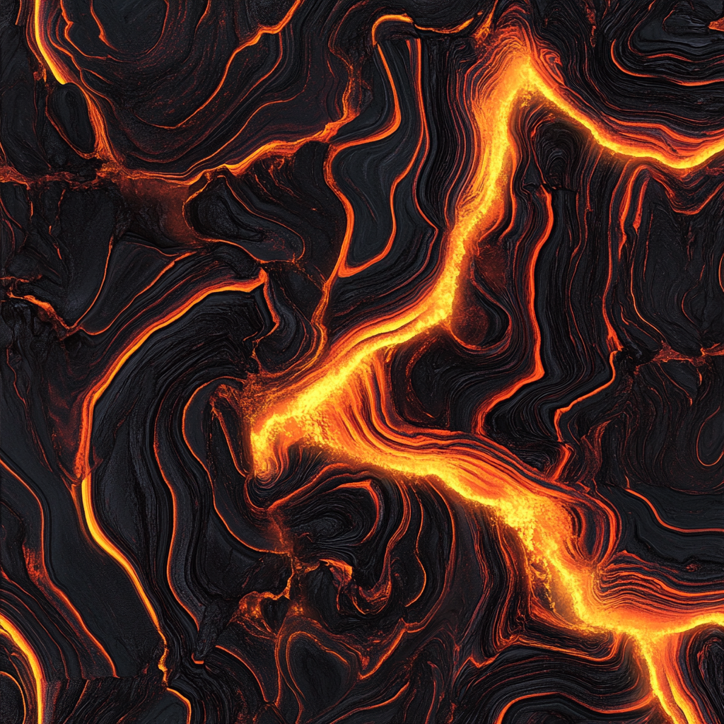 Abstract lava pattern with glowing orange and black swirling lines, designed as a vivid and dynamic forum avatar or profile photo.