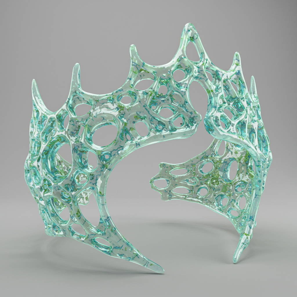 A unique, translucent crown with intricate cutouts and a modern design, serving as a distinctive forum avatar or profile photo.