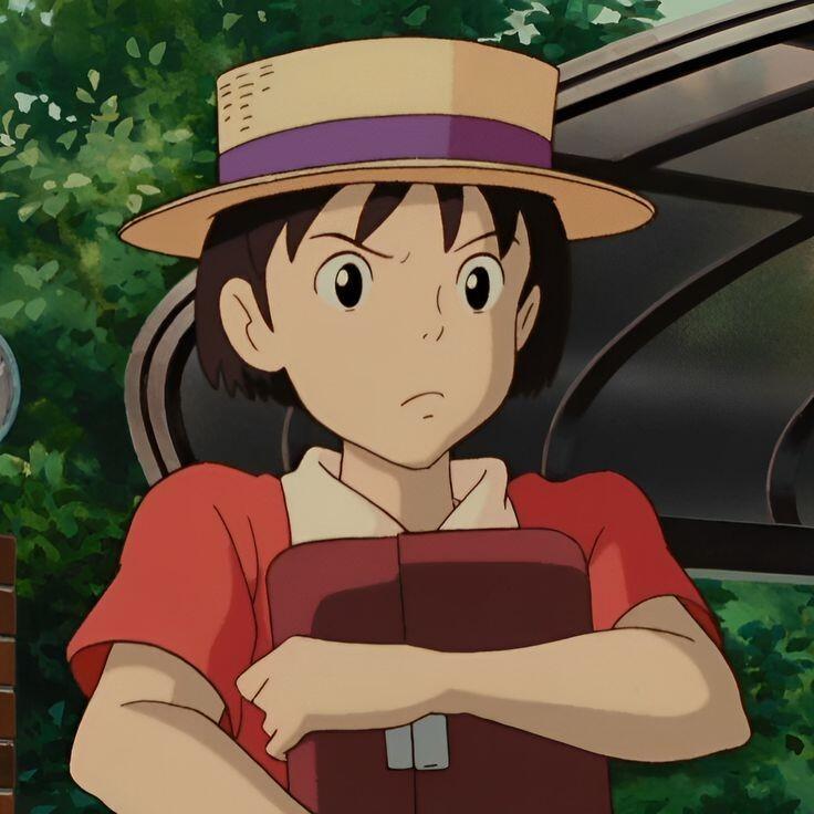 Anime-inspired profile photo of Shizuku Tsukishima from Studio Ghibli's Whisper of the Heart, featuring her determined expression and iconic straw hat.