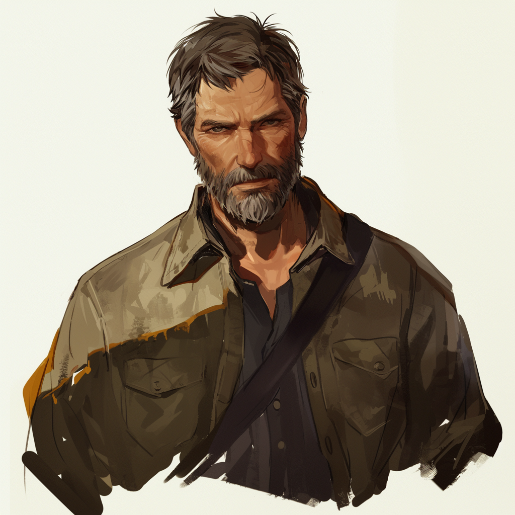 Profile image of Joel from The Last of Us, featuring a rugged, bearded man in a dark shirt and khaki jacket, exuding a serious and determined demeanor.