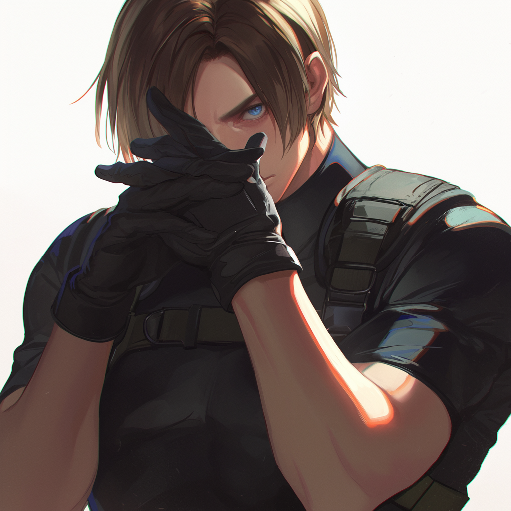 A stylized profile photo of Leon S. Kennedy from the video game Resident Evil, featuring him in a tactical outfit with a focused expression and ready stance.
