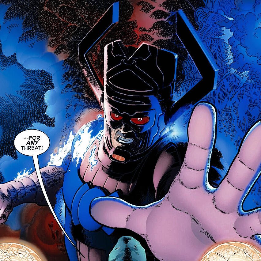 Forum avatar featuring Marvel Comics' Galactus with an outstretched hand and glowing eyes against a cosmic background.