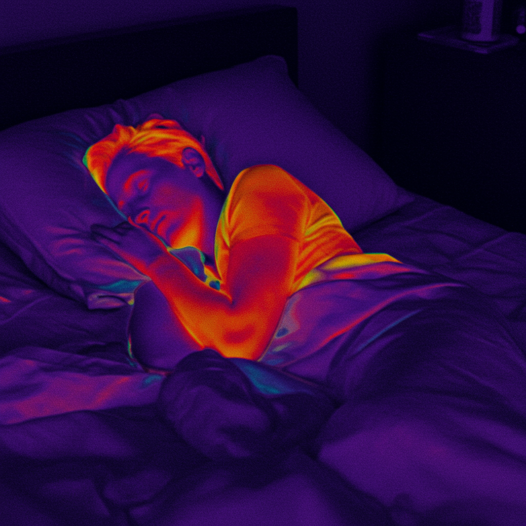 Thermal image of a person sleeping, used as a forum avatar or profile photo.