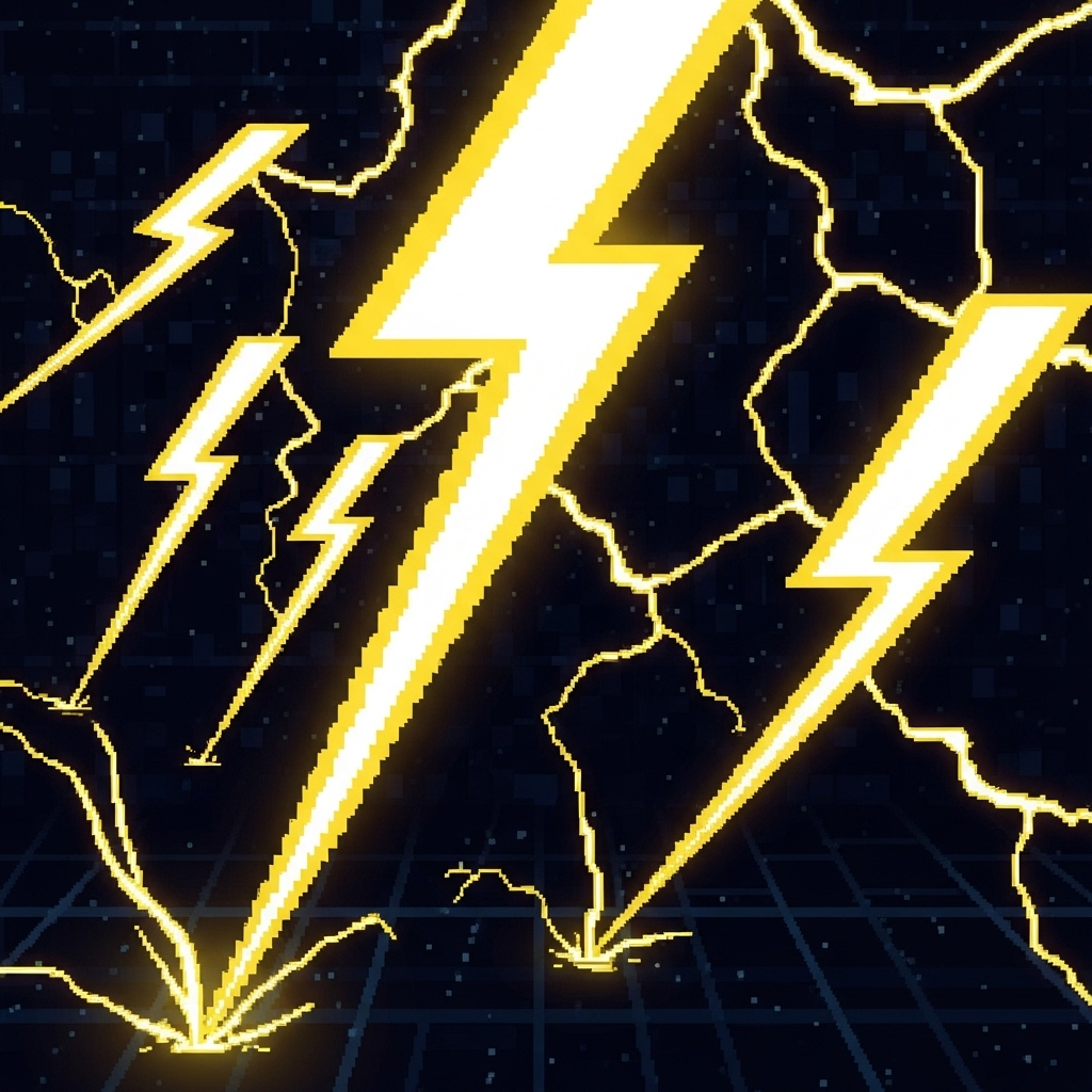 Forum avatar featuring bright yellow lightning bolts and electric sparks against a dark, grid-like background, symbolizing electricity and energy.
